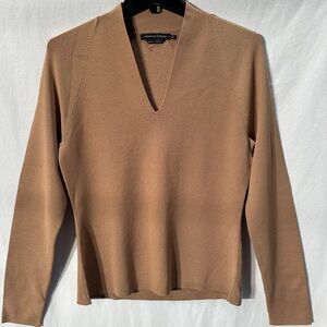 Women's V-Neck Tan Sweater
